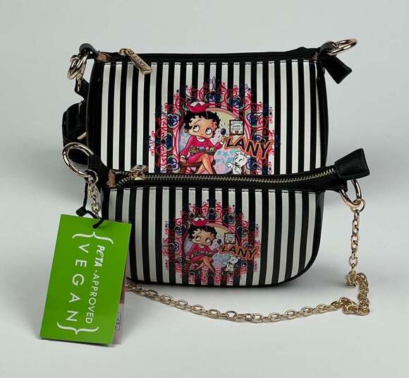 Betty Boop Handbags - NEW! Betty Boop Womens Lany Vegan Crossbody with Chain Shoulder Bag